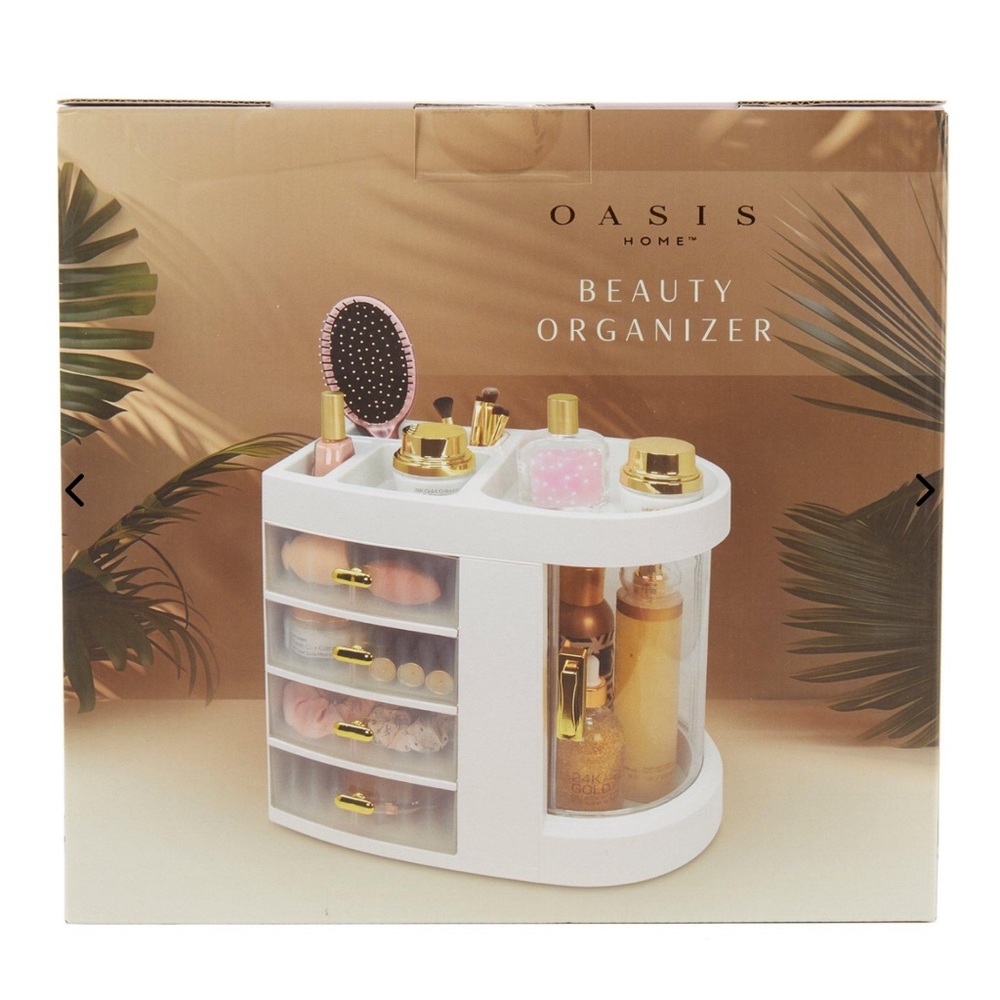 Oasis White and Gold Beauty Organizer